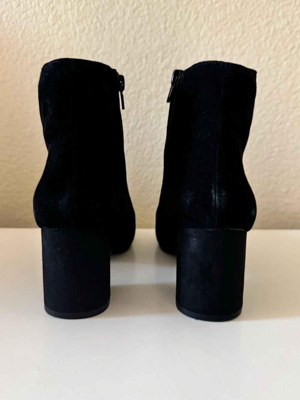 INC International Concepts Black Suede Ankle Booties with Block Heel